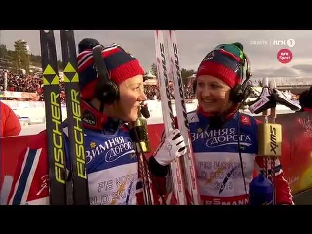 Falun 2015: Interview with Maiken Caspersen Falla og Ingvild Flugstad Østberg after team sprint