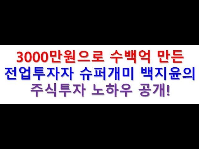 주식투자로 3000만원을 수백억으로 만든  전업투자 슈퍼개미 백지윤의 투자비법