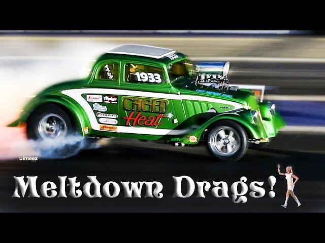 MASSIVE MELTDOWN! GASSER NIGHT DRAGS! BURNOUTS! WHEELIES! BYRON DRAGWAY!