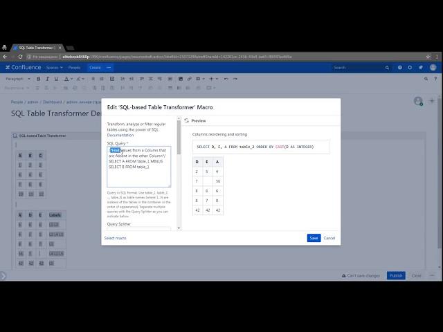 SQL-Powered Table Transformer Macro For Confluence (Please enable CC)