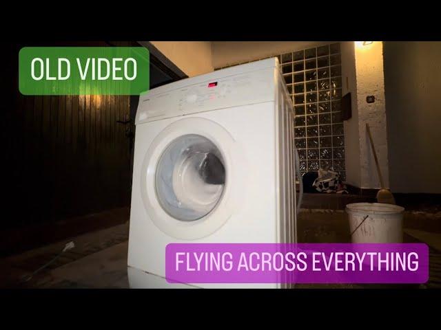 HEAVY SOAKING WET CLOTHES VS SIEMENS WASHING MACHINE (FLIES ACROSS GARDEN) - Old Video