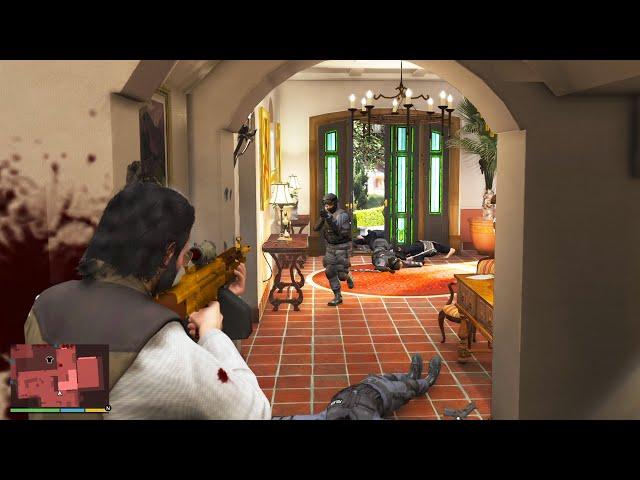 GTA 5 | Michael Home Shootout By Police + Five Stars Police Chase