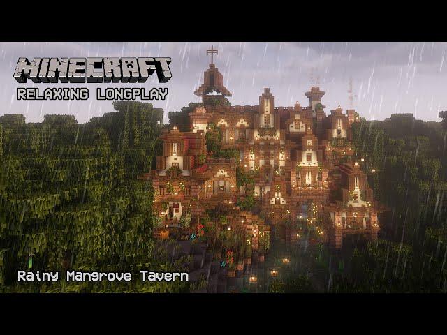 Minecraft Relaxing Longplay - Rainy Mangrove Swamp - Cozy Cottage House (No Commentary) 1.20