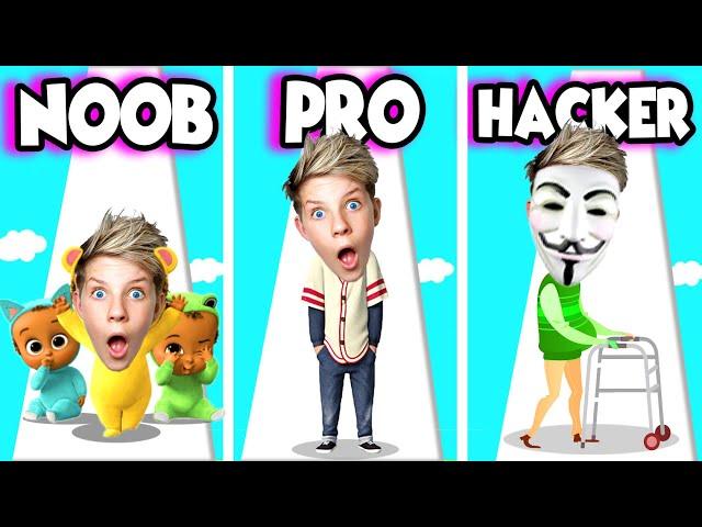 Noob VS Pro VS Hacker in Run Of Life!! Prezley