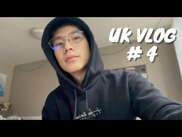 Vlog#4 | 英國研究所期末好爆炸 | 趕作業叫外賣好貴 | 開箱台灣來的物資 | 零技術含量的鬆餅料理