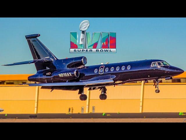 (4K) BUSY Super Bowl Private Jet Action! Plane Spotting Scottsdale (KSDL)