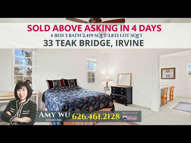 Just Sold in Irvine by Local Realtor Amy Wu | 33 Teak Bridge, Irvine