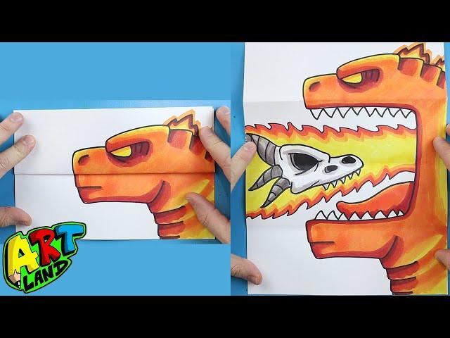 How to Draw a BURNING GODZILLA SURPRISE FOLD