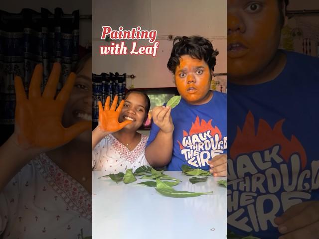 My Sister Vs Me : Who will make the best painting with leaf #shorts