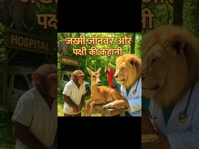 जख्मी जानवर और पक्षी की कहानी #lion #parrot #monkey #videos #deer #story #animals #short #viral