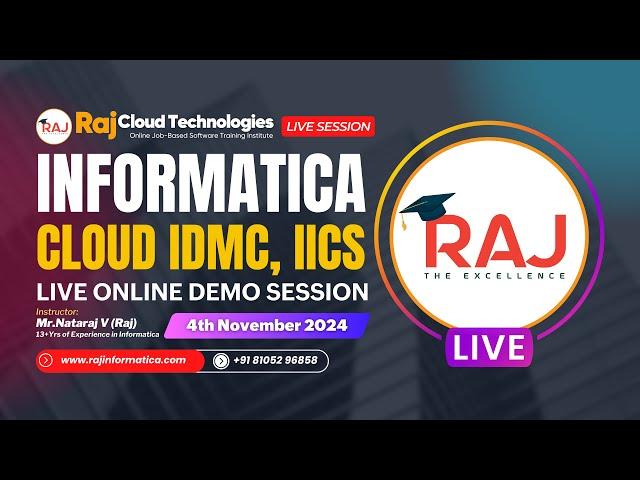 Informatica IDMC (Intelligent Data Management cloud) - IICS  Demo by Raj from Raj Cloud Technologies