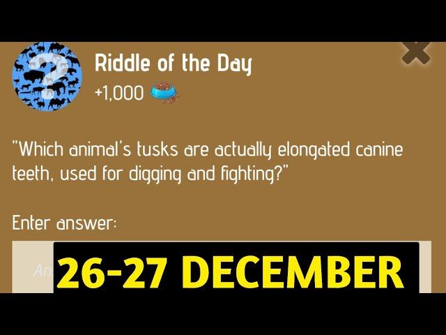 Riddle Of The Day Zoo 26-27 December | Zoo Riddle Of The Day Code | Riddle Of The Day Zoo