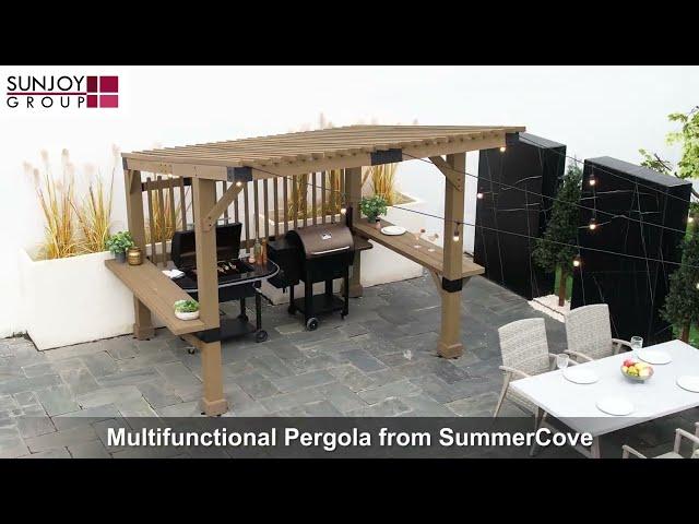 Backyard Cooking Ideas | Sunjoy 10 x 11 DIY Grill Pergola for Outdoor BBQ