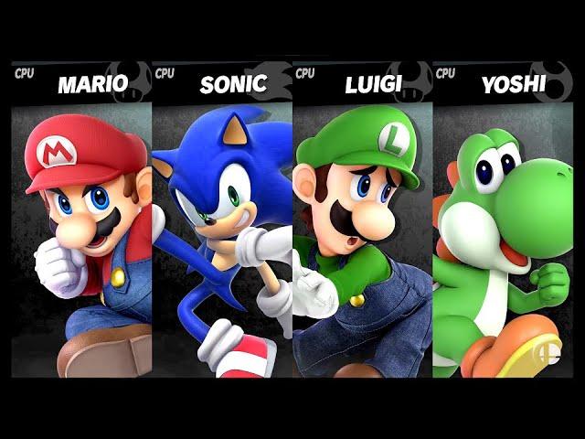 Mario VS Sonic VS Luigi VS Yoshi LV 9 CPU Battle Super Smash Bros Ultimate