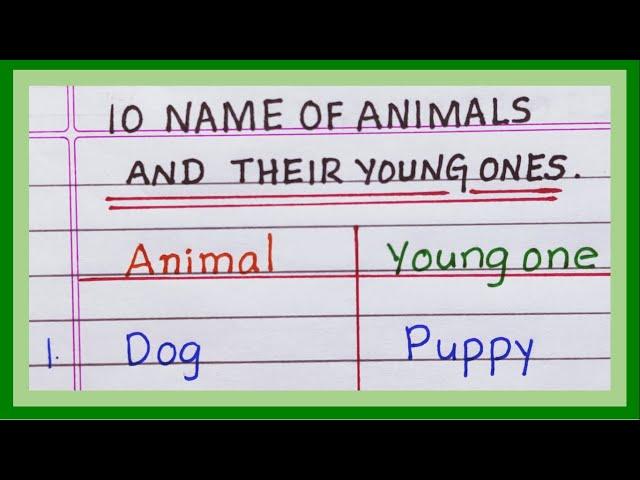 Name of Animals and their Young Ones | Animals and their babies | 5 Animals | 10 Animals Young ones