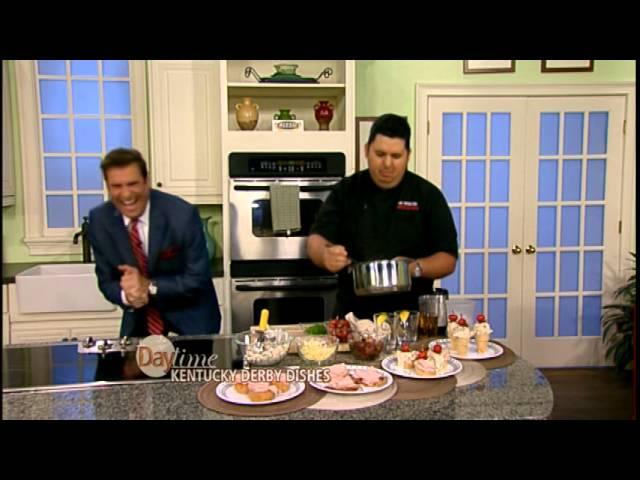 Chef Cristian Feher on the Daytime Show with Jerry Penacoli making Kentucky Hot Brown appetizers