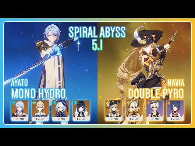 C6 Ayato Mono Hydro & C0 Navia Double Pyro | Spiral Abyss 5.1 | Genshin Impact