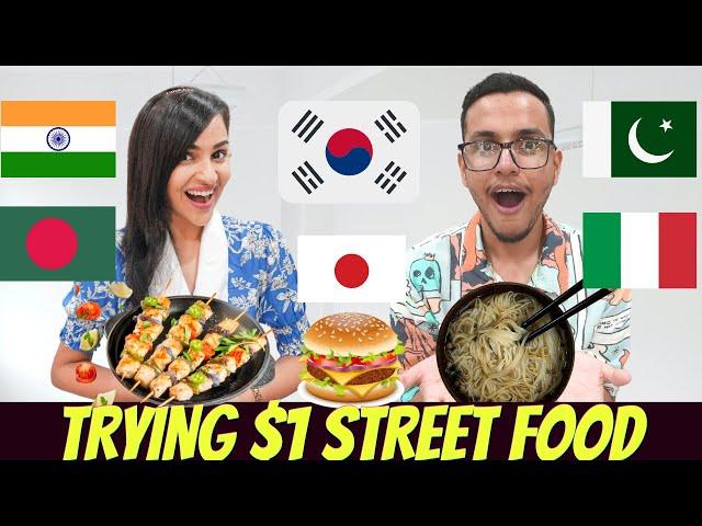 Trying $1 STREET Food From around the WORLD VS @triggeredinsaan