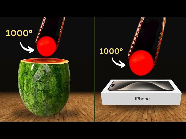 Experiment 1000°C Glowing Metal Ball vs iPhone 16 Pro Max, Watermelon | Cool Science Experiment