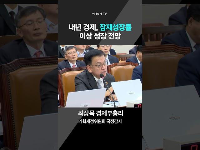 최상목 경제부총리 "내년 경제, 잠재성장률 이상 성장 전망" | 국정감사 기재위(기획재정부)