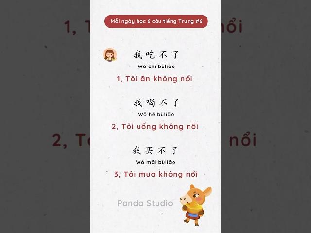 Mỗi ngày học 6 câu giao tiếp tiếng Trung #pandastudio #tiengtrung #tiengtrunggiaotiep