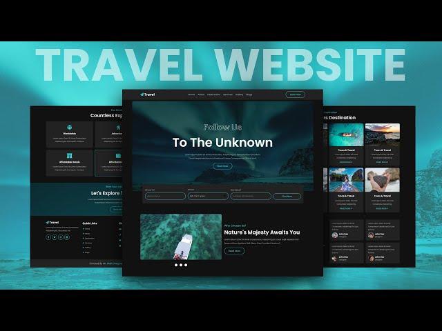 Create A Responsive Tour & Travel Agency Website Design - HTML CSS  / SASS JAVASCRIPT | Step By Step