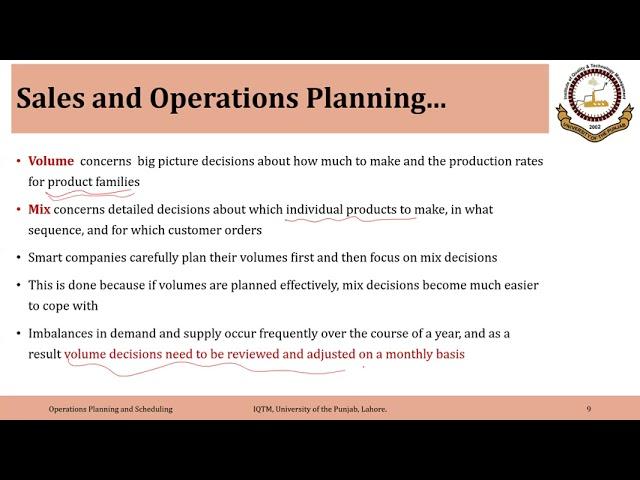 02_01_P1 Sales and Operations Planning (S & OP) Basics