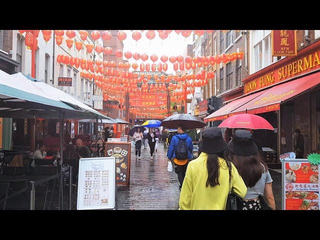 London Rain Walk in West End  | Relaxing Rain Sounds