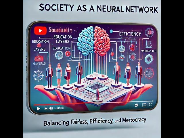 Simulating Society as a Neural Network: Balancing Fairness, Efficiency, and Meritocracy