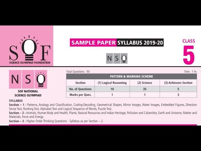 NSO Olympiad Class 5 - Sample Paper - 2021-22