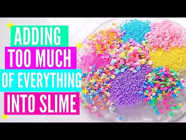 ADDING TOO MUCH INGREDIENTS INTO SLIME + GIVEAWAY! Adding Too Much Of Everything Into SLIME!