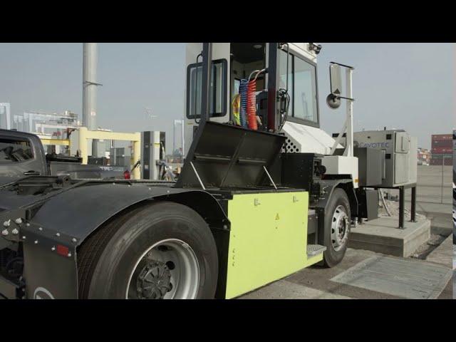 Cavotec e-truck charging solution at Port of Long Beach