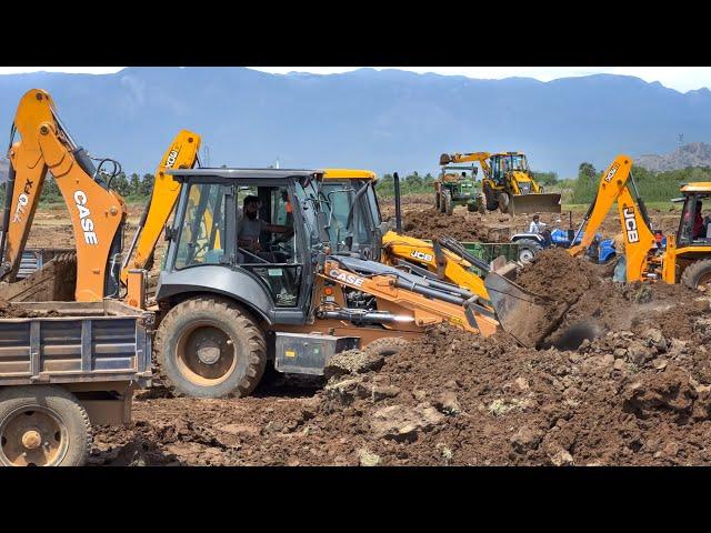 JCB 3DX PLUS and CASE 770FX Loading Pond Black Mud in Tractor for Forming Land | Jcb jcb