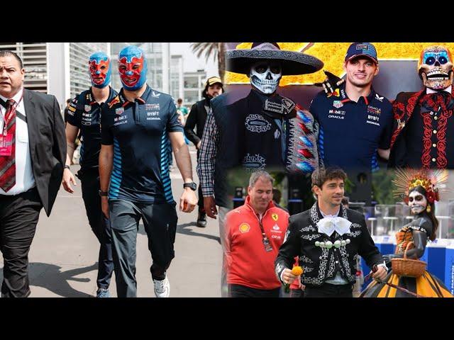 Perez arrives with bodyguards and a mask | Charles Leclerc comes in a Mariachi outfit #MexicoGP BTS