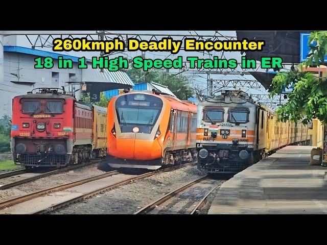 Dangerous 260kmph Crossing WAP7 Ananya meets Vande Bharat+ICF Patna Garib Rath+Sampark Kranti - IR