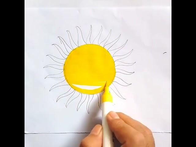 Sun ️️️drawing for kids easy // How to draw and colour sun #shorts #sundrawing #ytshorts #sun