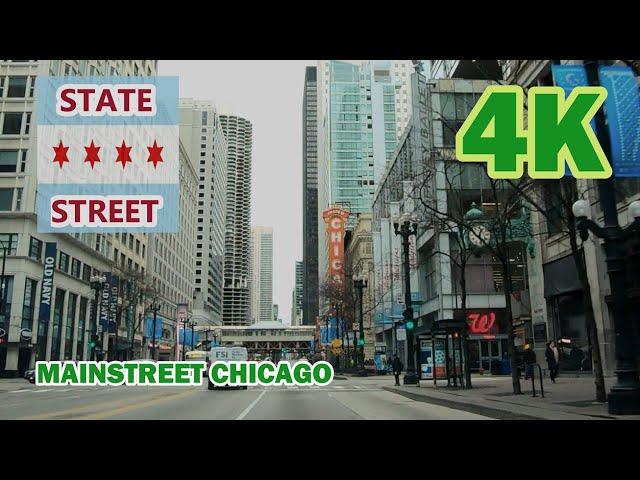 State Street: Driving mainstreet Chicago: 4K: Streets of the Americas