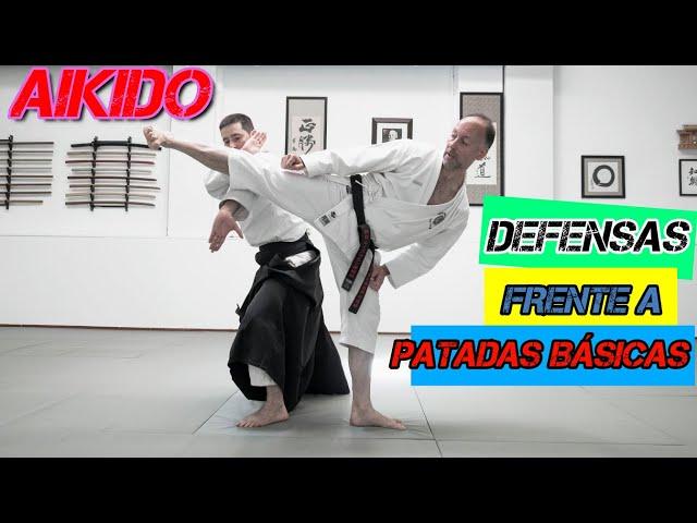 AIKIDO: DEFENSE against KICKS | how to defend basic kicks  (Mae Geri, Yoko Geri, Mawashi Geri)