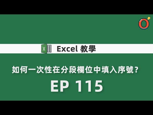 Excel 教學 - 如何一次性在分段欄位中填入序號？ EP115