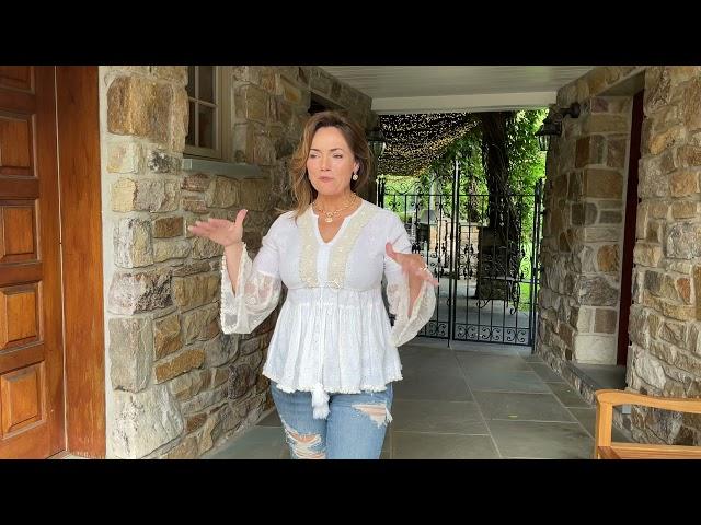 White Blouse with Sheer Sleeve Detail