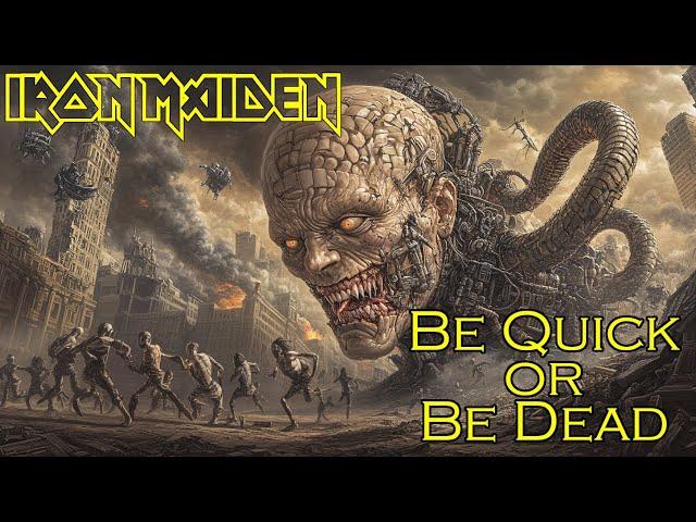 Be Quick or Be Dead by Iron Maiden - lyrics as images generated by an AI