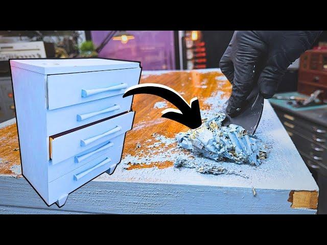 Someone Painted this Old Dresser BABY BLUE, so I RESTORED it | Mid Century Modern Restoration