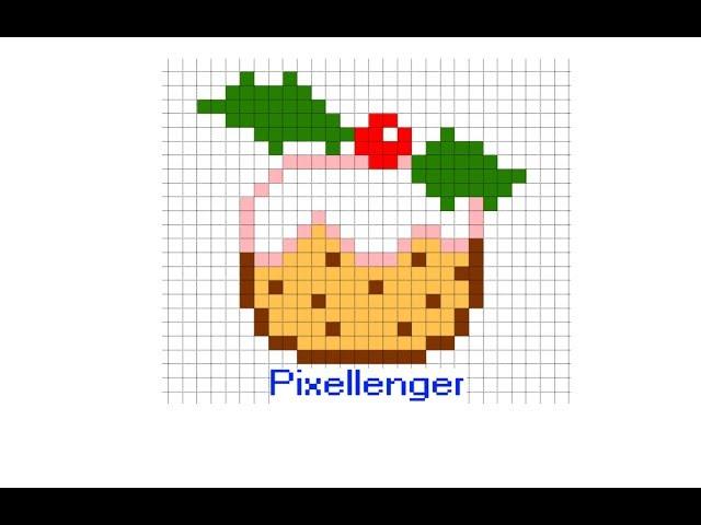 Christmas Cake Pixel Art How to Draw