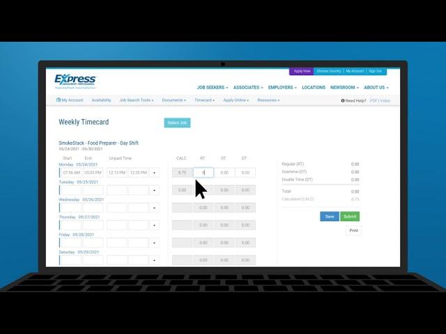 The Express Workforce Portal Makes Time Keeping Easy! (Exact Time version)