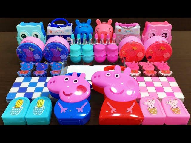 Peppa Pig Slime Pink vs Blue | Mixing Makeup and Glitter into Slime ASMR! Satisfying Video #578