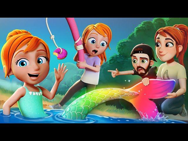 BACKYARD CAMPiNG with a MERMAiD?!  Adley and Family set up camp then catch a Rainbow Dolphin & Snake