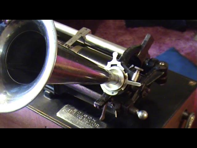 Very Early Edison Spring Motor Phonograph Playing 3 Favorite Cylinders