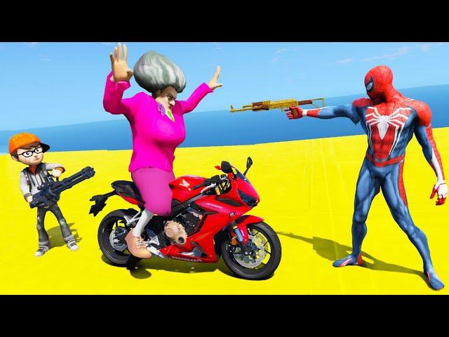 Scary Teacher 3D - Spiderman vs Miss'T - Spiderman's motorbike and car have been stolen