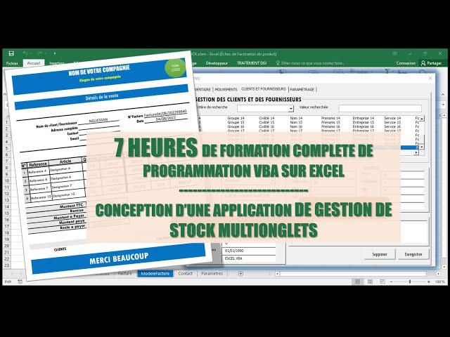 Excel VBA : 7 H de programmation d'une application de gestion de stock avec onglet multipages