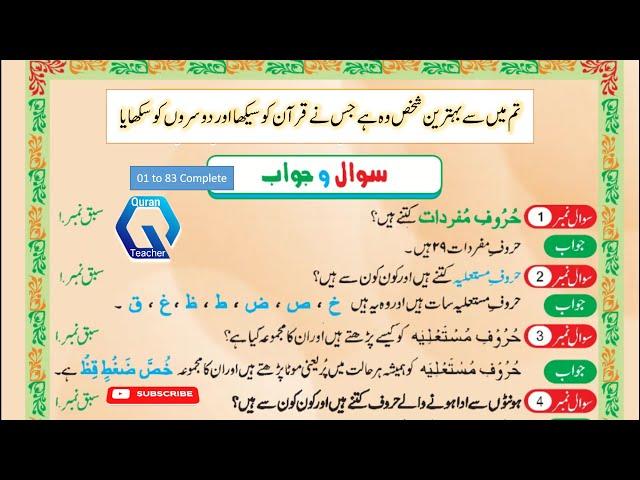 Madani Qaida ALL Question & Answer 1 to 83 | Madani qaida for beginners | Quran Teacher for learning